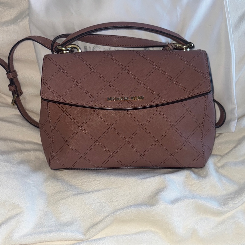 Michael Kors Quilted Crossbody Satchel in Mauve